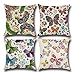 Poszewki na poduszki 80 cm x 80 cm, zestaw 4 kwiatowych poszewek na poduszki w kształcie motyla, dekoracyjna poszewka na poduszkę z lnu, dwustronny nadruk, kwadratowe poszewki na poduszki na sofę, kanapę, łóżko, wystrój domu, 81 x 81 cm