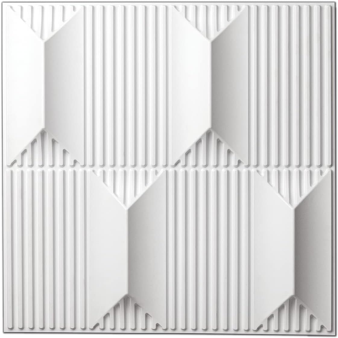 PVC 3D Wall Panel for Interior Wall Dรฉcor, 19.7" x 19.7" Wall Decor PVC 3D Wall Panels, 3D Textured Wall Panels, Pack of 12 Tiles, White