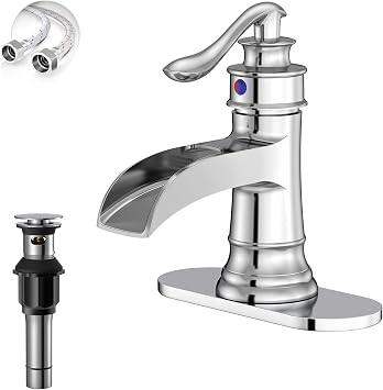 Bathroom Sink Faucet Waterfall Chrome Single Handle Single Hole