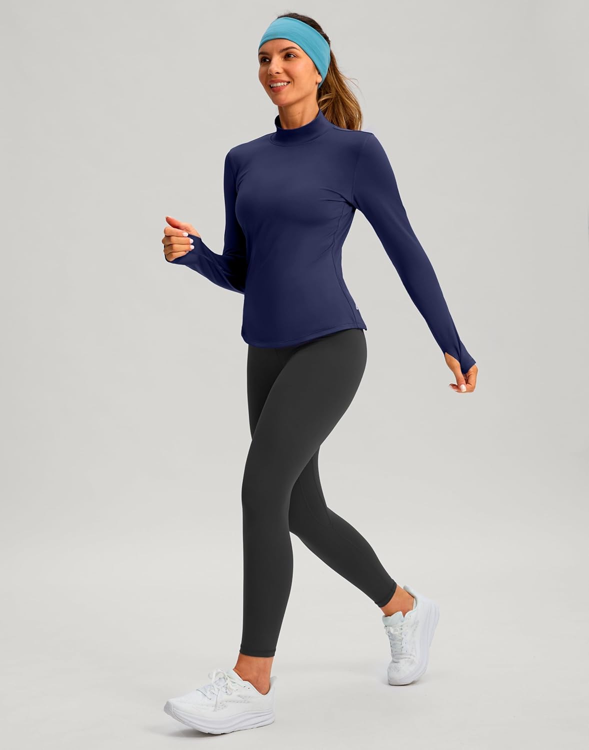 G Gradual Thermal Shirts for Women Long Sleeve Mock Neck Fleece Tops Running Workout Cold Weather Gear with Zip Pocket - Image 6