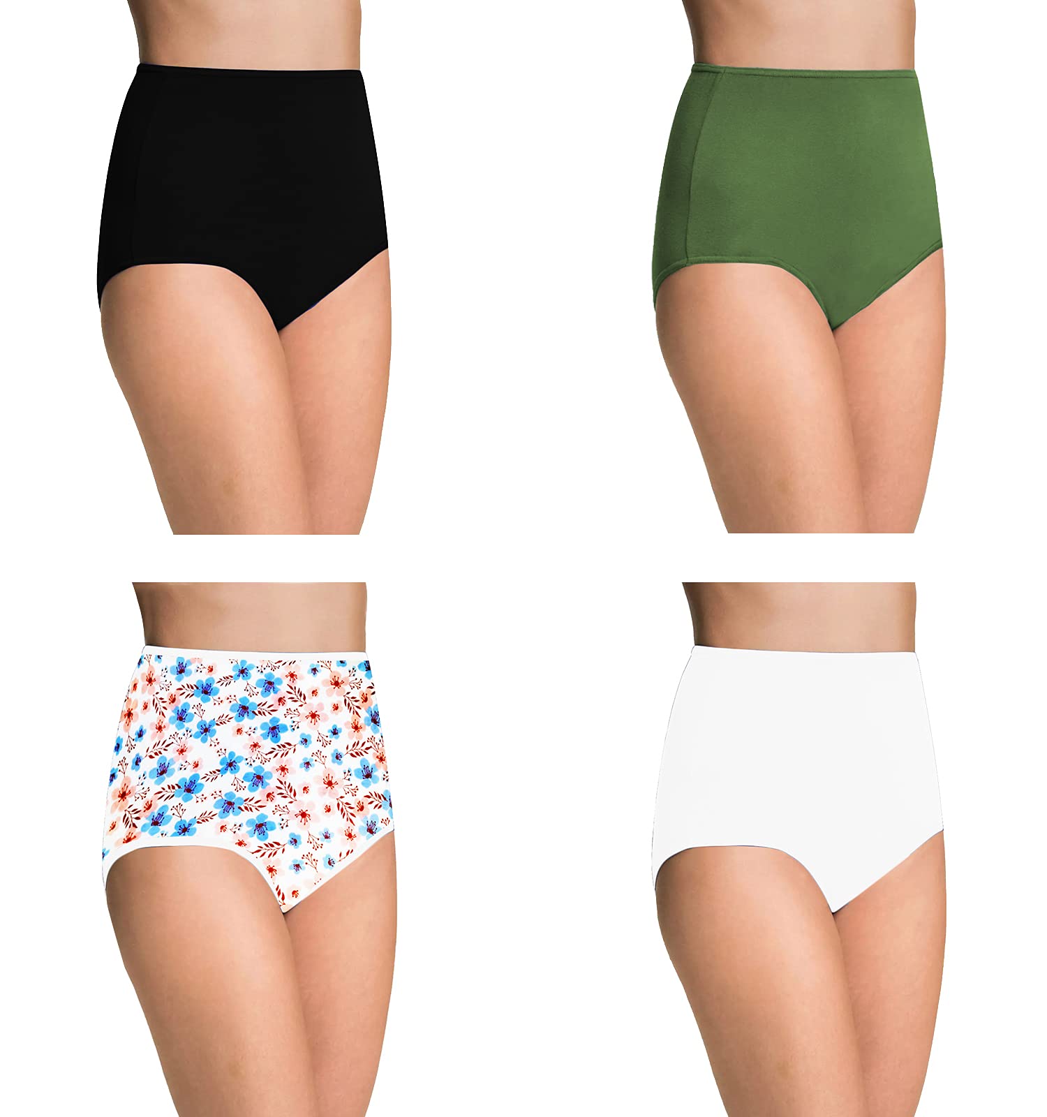 Pepperika Women's Plus Size Panties High Waist Cotton Brief Maternity Pregnancy C-Section Recovery Underwear Combo (Prints and Colors May Vary) Multicolor