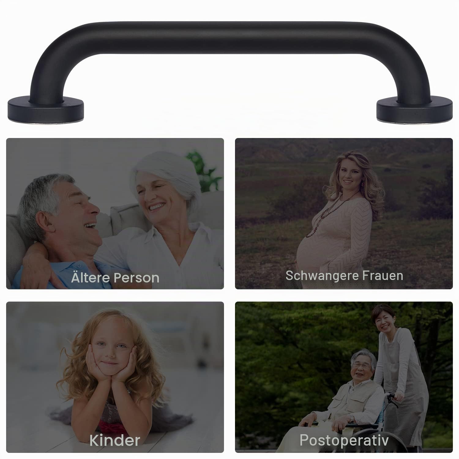 supregear Badezimmer Haltegriff, 2-Pack 50 cm Rutschfester Badezimmer Sicherheitsgriff aus 201 Edelstahl in Ölgeriebener Schwarzer Ausführung Handlauf, Wandmontiert mit Verdeckten Schrauben