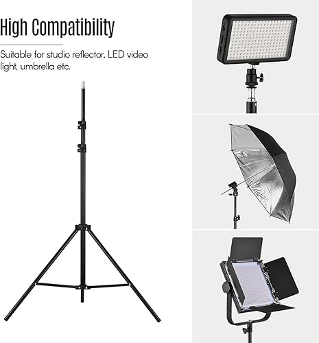 Miniatura 2 de Andoer Soporte de luz de trípode de metal ajustable, altura máxima 5.2 ft5.2 pies con tornillo de 14 pulgadas para estudio de fotografía, luz de