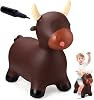 EVERICH TOY Bouncy Bull Hopping Toys, Brown Bouncy Horse Animal Hopper Ride-On, Inflatable Bull Riding Toys for Boys Girls, Birthday Gift for 18 Months 2 3 4 5 6 Years Old Toddler