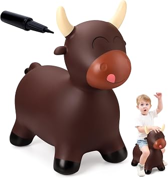 EVERICH TOY Bouncy Animal Hopper, Ride-On Bull Hopping Toy for Toddler 18M+
