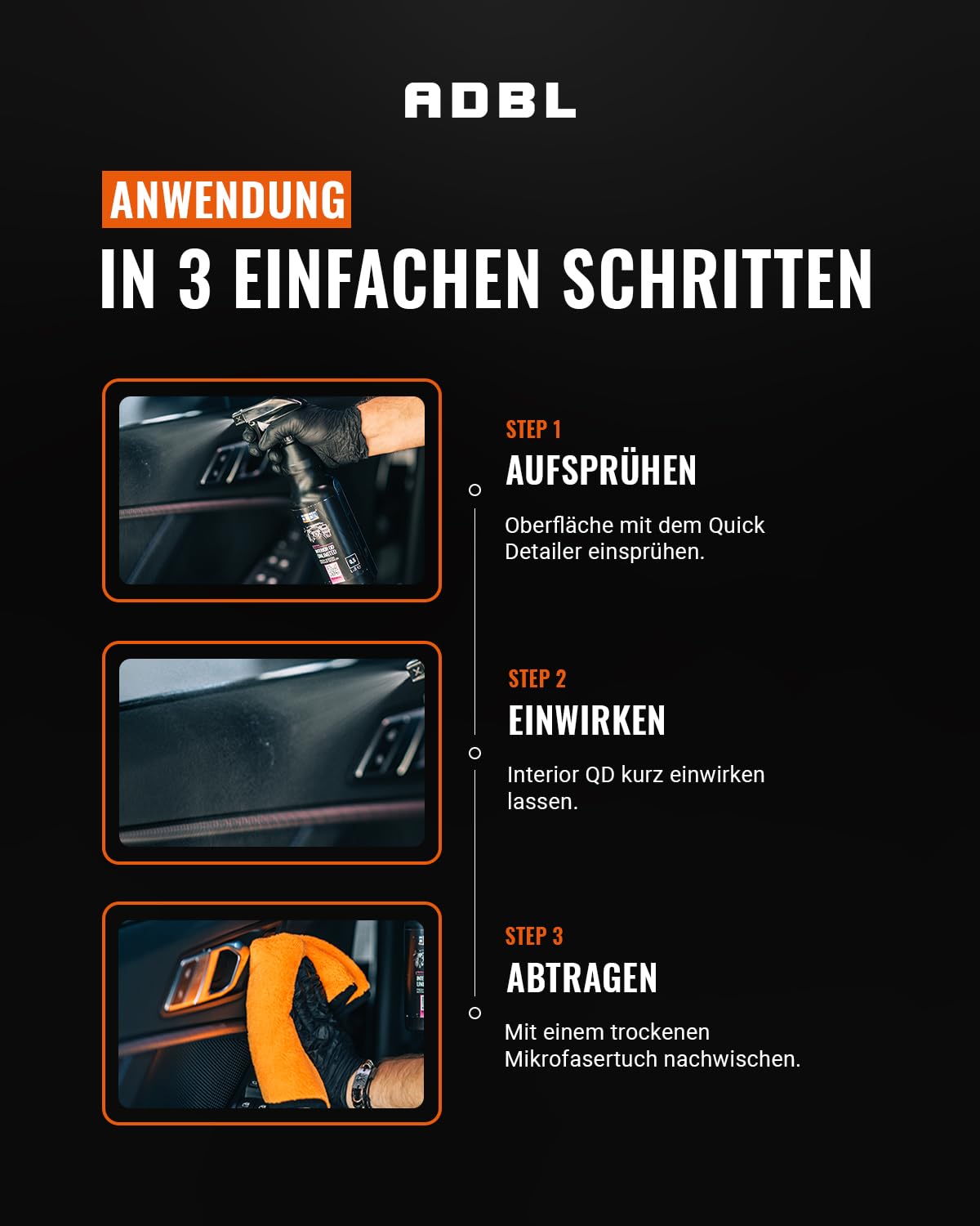 ADBL Interior QD (5 l) – detektor do wnętrz o świeżym zapachu – czyści i chroni – antystatyczny z ochroną UV – do wszystkich powierzchni wewnętrznych – Quick Detailer do wnętrza pojazdu