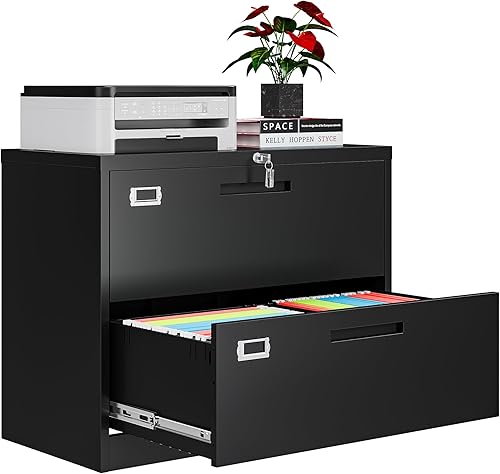 Vista 100 de Archivador de 3 cajones, archivador móvil totalmente ensamblado con cerradura para oficina en casa, caninete de metal con ruedas, cabina de tres