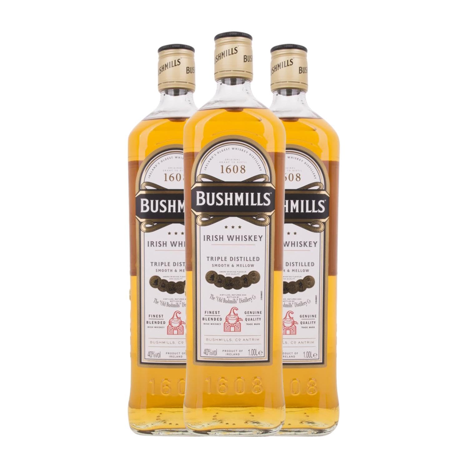 Whisky Blended Bushmills Original Botella Misil 1 L (Caja de 3 Botella Misil de 1 L)