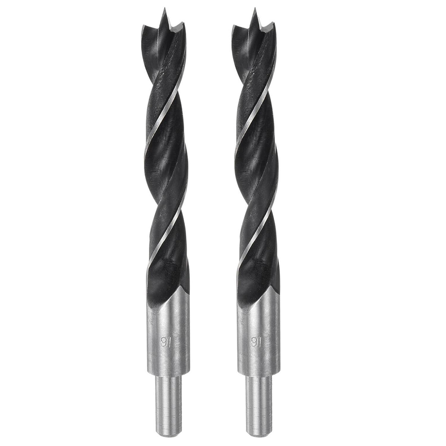 #US 2pcs Brad Point Drill Bits 16mm Dia #45 Steel Round Shank Wood Drilling Bit