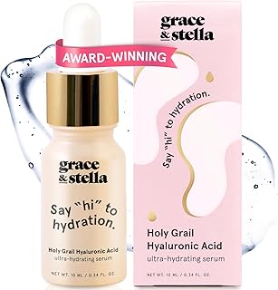 grace & stella Award Winning Hyaluronic Acid Serum (10ml/0.34 fl oz) Hyaluronic Acid Serum for Face - Acido Hialuronico Face Serums for Women - Hydrating, Remove Fine Lines, Wrinkles - Anti Aging