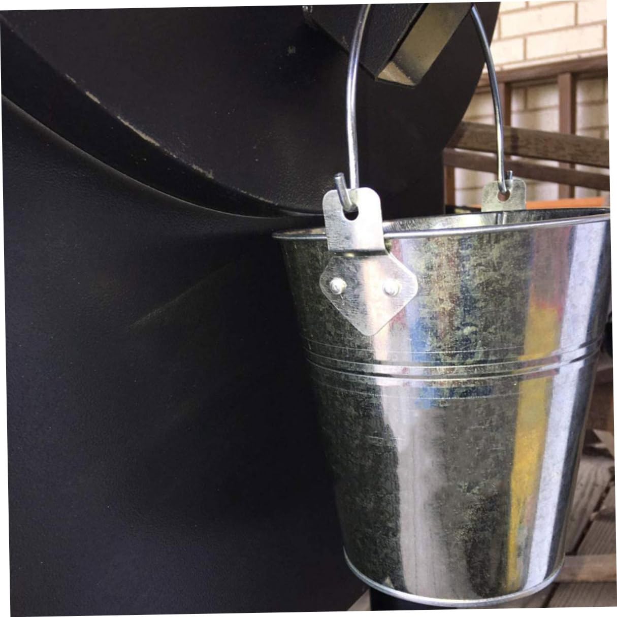 UPKOCH Set Secchi Raccogli Grasso per Barbecue con 1 Secchio in Ferro e 10 Rivestimenti in Alluminio USA e Getta, Accessori per Barbecue all’Aperto, Maniglia Portatile e Facile Pulizia