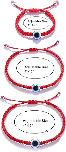 Miniatura 3 de Pulsera contra el mal de ojo ajustable de cuerda roja de la suerte, pulsera de protección de la cábala para mamá y yo, juego de pulseras a juego