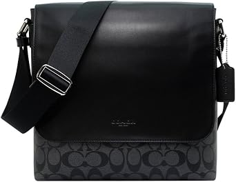 Coach Signature Charles Small Messenger Shoulder Bag Black
