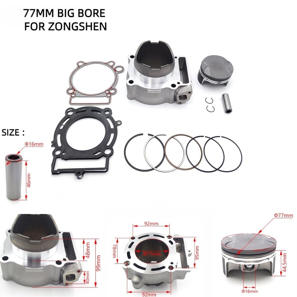 Zestaw cylindra do tuningu Pasuje do NC250 77mm Big Bore zestaw bloku cylindrów silnika motocykla pierścień tłokowy Pin uszczelka podkładka uszczelniająca KAYO Xmotor RX3 Apollo