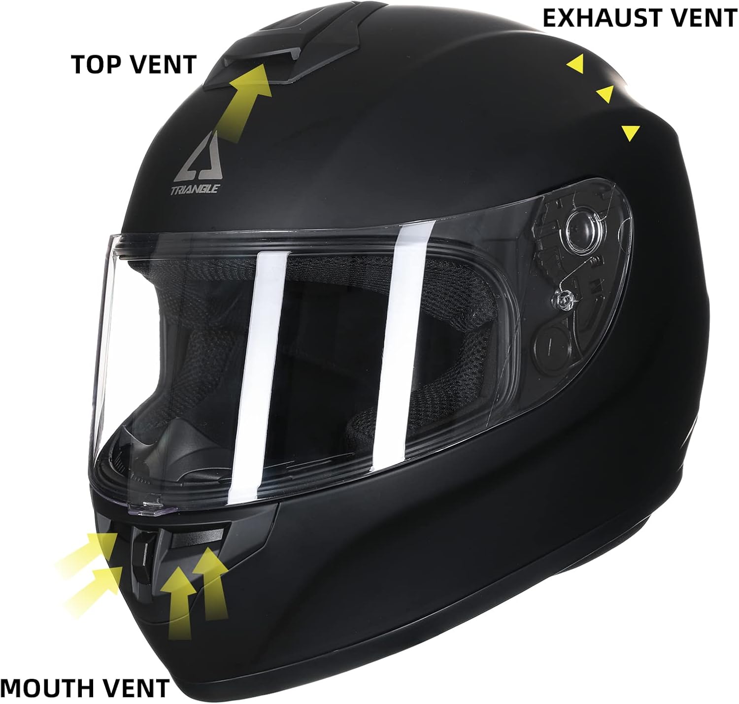 TRIANGLE Full Face Motorcycle Street Bike Helmet Lightweight DOT Approved (Small, Black)…