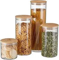 Potes Herméticos Porta-Mantimentos com Tampa de Bambu Electrolux - 4 unidades