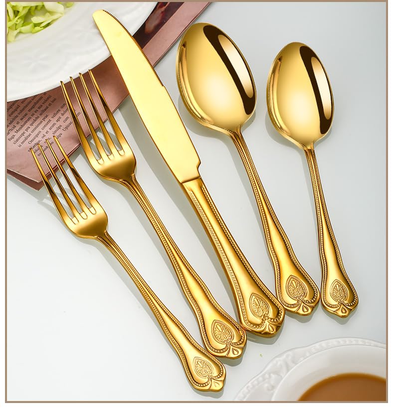 Ménagère 20 pièces en acier inoxydable doré pour 4 personnes pour embellir vos repas