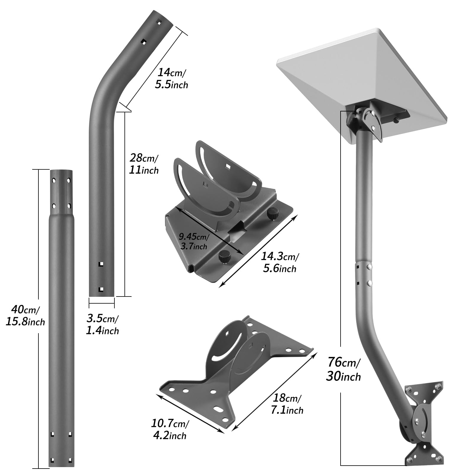 TuoBak's Starlink Mini support magnétique avec bases magnétiques robustes de 90 kg, accessoires Starlink, installation plate en alliage d'aluminium