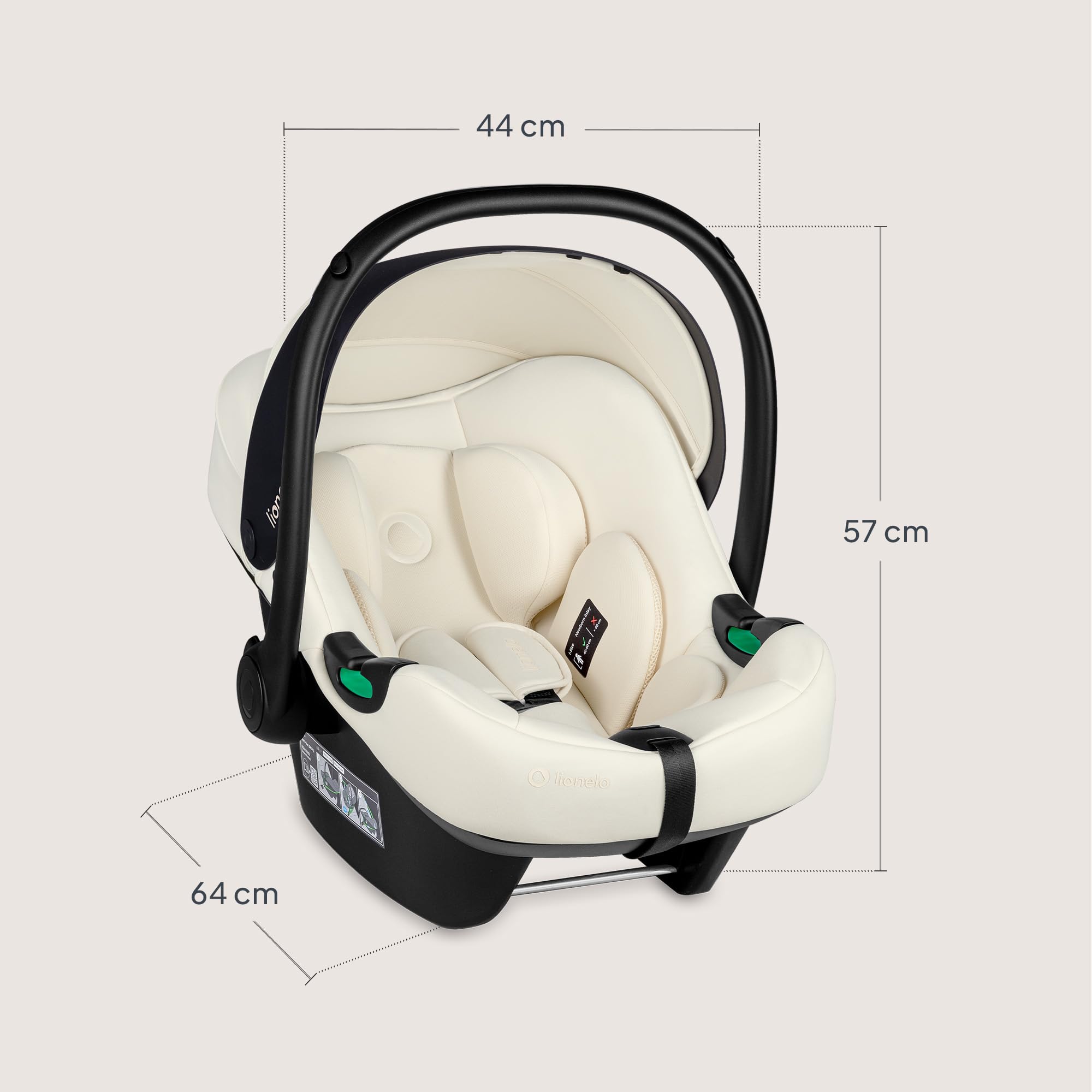 LIONELO Fotelik samochodowy dla niemowląt Astrid I-Size dla malucha 40-87 cm (0-15 miesięcy), uniwersalne dopasowanie, opcja skierowana do tyłu, lekki 4 kg, SideProtect, zagłówek z pianki pamięci, 3