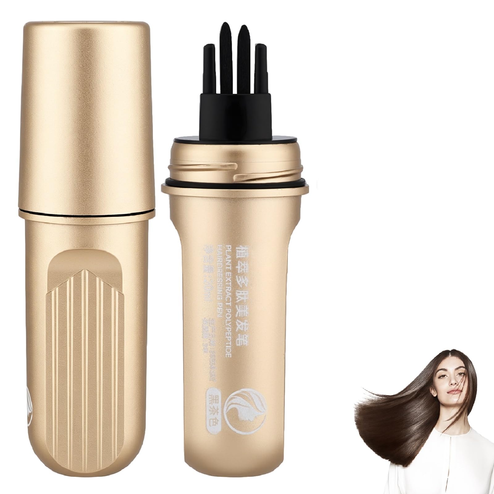 Photo 1 of 2 In 1 Convenient Hair Dye Comb for Gray, Instant Hair Coloring Comb for Women Men, Temporary Hair Dye, New Hairs Dye Concealer Stick, Waterproof and Sweat Proof, Quick Root Dressing (Chestnut Brown)
