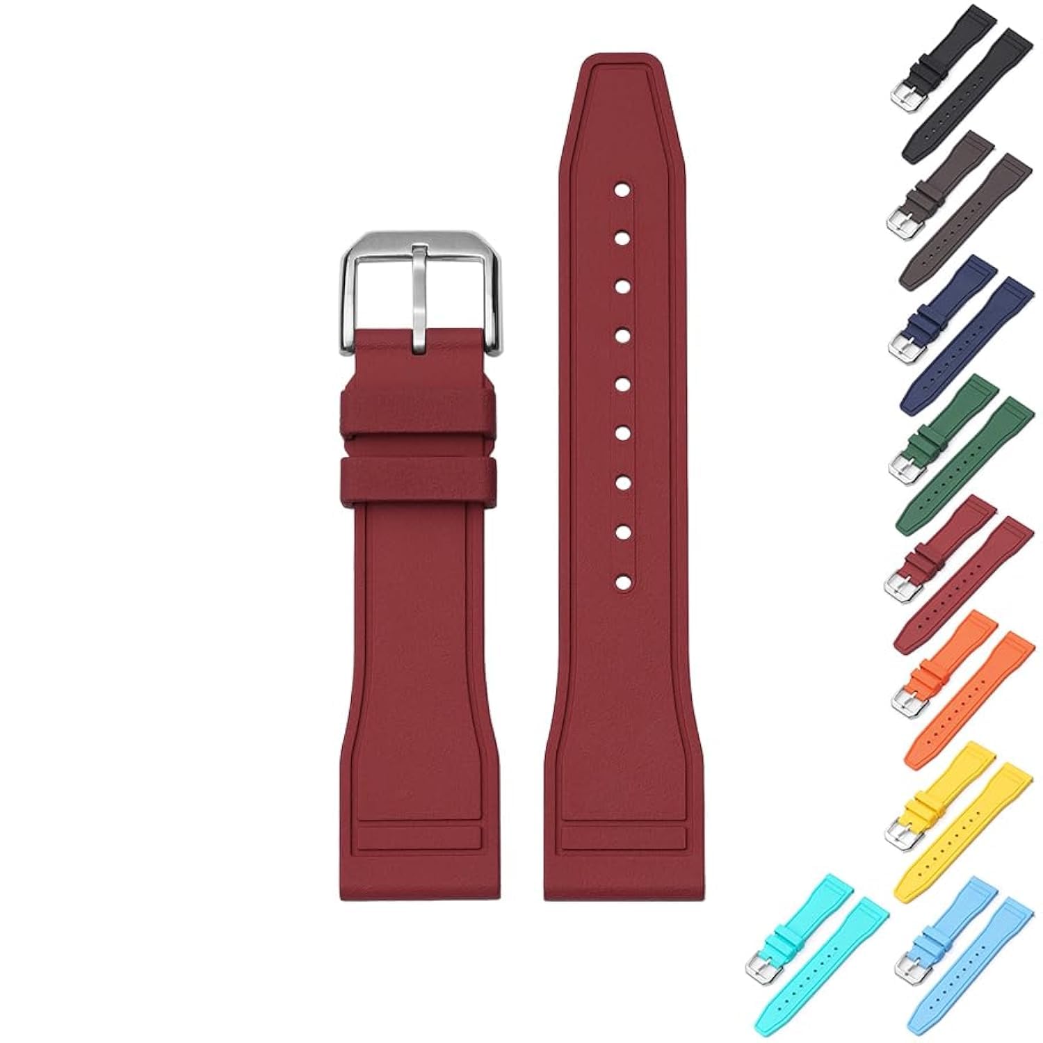 Quick Release Rubber Band For IWC Pilot Portuguese Watches, Replacement Watch Band With Buckle For IWC Schaffhausen Pilot Watches FKM Rubber Watch Strap - Multiple Colors