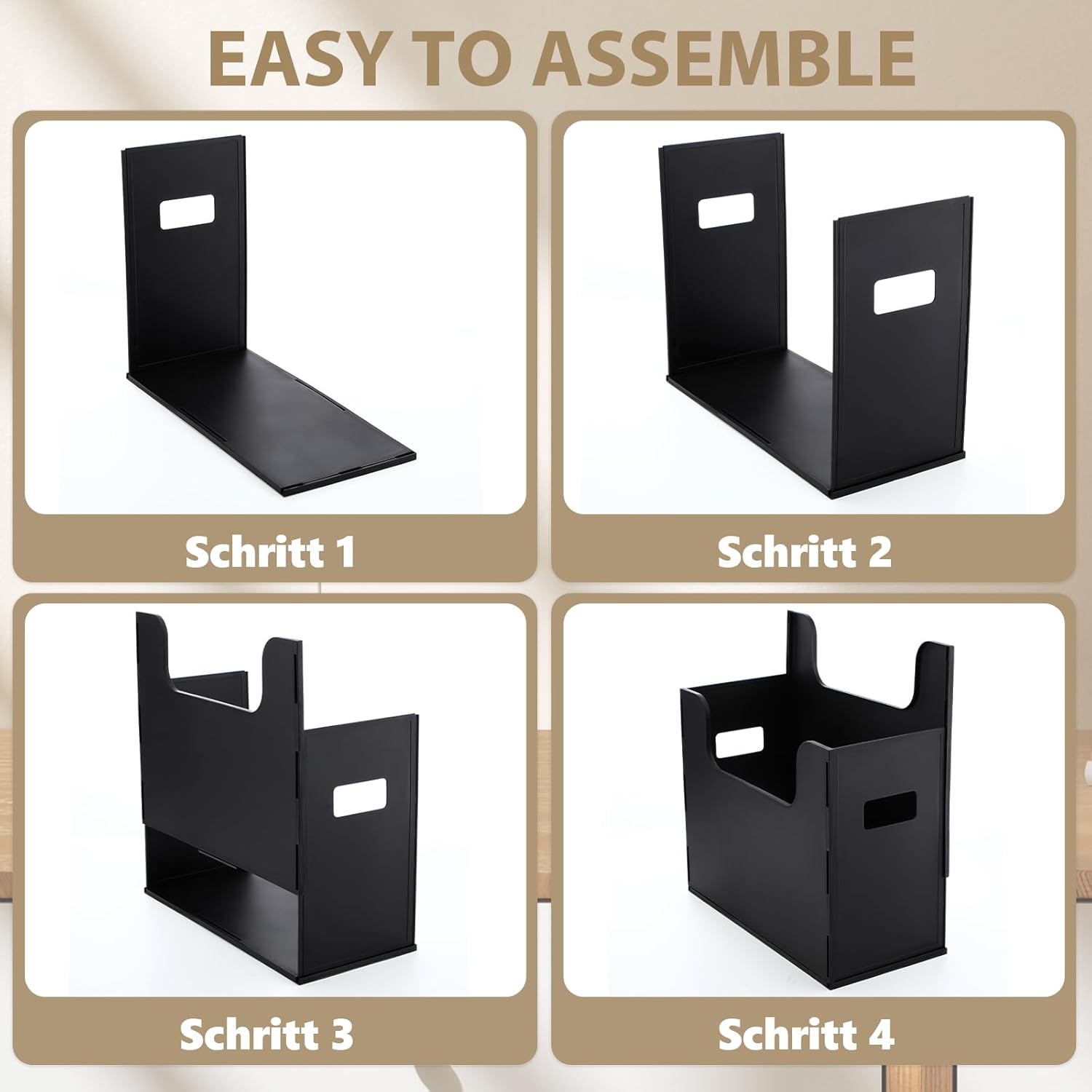 8 Pcs Portable Desktop File, Side Handles, Filing Organizer, Hanging File Folders, Letter Size for Schools Office Home (Black)