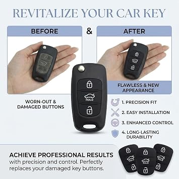 3 Pcs 3 Button Key Fob Rubber Pad Replacement - Compatible with Hyundai i10 i20 i30 ix20 ix35 & Kia Ceed Soul Sportage Venga,Rubber Pad Keypad,Silicone Remote Car Key Case Fix Worn-Out Buttons Cover