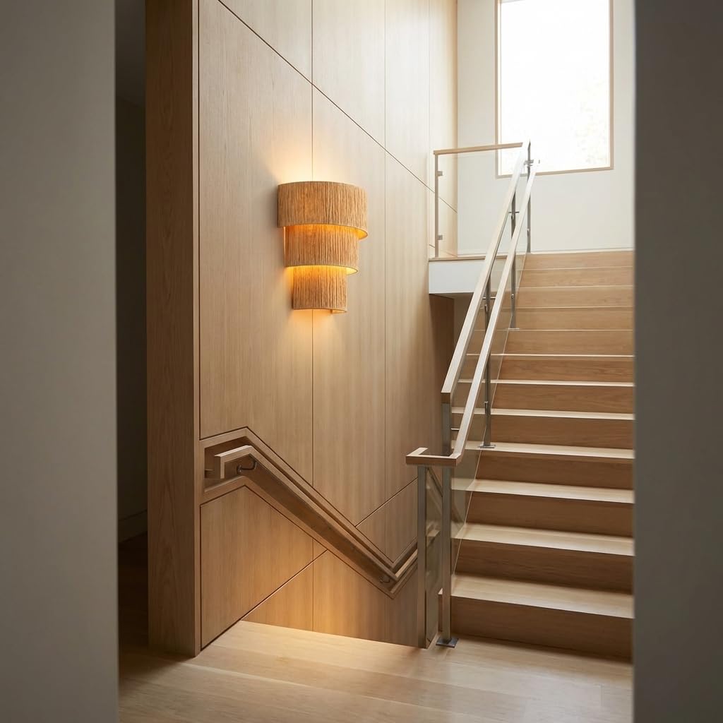 Alpinaluz Aplique Murale Style Bohème avec Abat-jour en Tissu Semi-transparent Beige Marron, Double Douille E27, Éclairage Décoratif pour Chambre, Salon, Couloir et Salle à Manger Intérieur