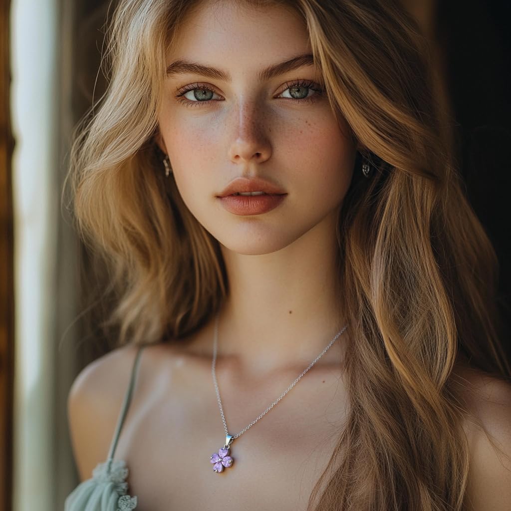 S925 Sterling Silver CZ Necklace for Women Luck Clover Heart Shape Pendant Healing Crystal Diamond Cutting Jewelry Gifts - Image 4