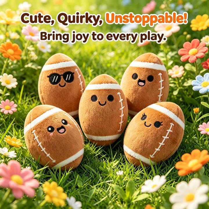 Image of Emotional Comfort & Support Football Set, 5 Soft Squishy Footballs with Carrying Basket, Footballs Pal, Birthday Gifts for Men Brother, Stress Relief Gifts for Him (Football)