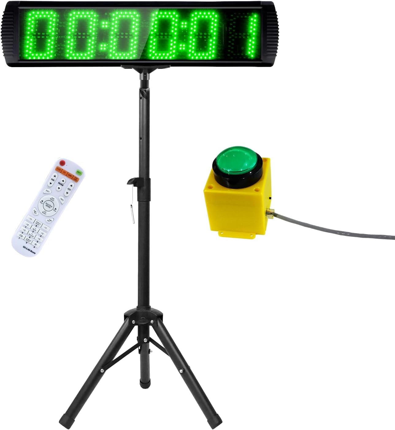 LUCKY TIME Orologio da corsa, ampio display da 5 pollici, timer da corsa con telecomando e pulsante esterno, display LED con funzione contatore fino a 999999 per palestra, pista, gare, all'aria