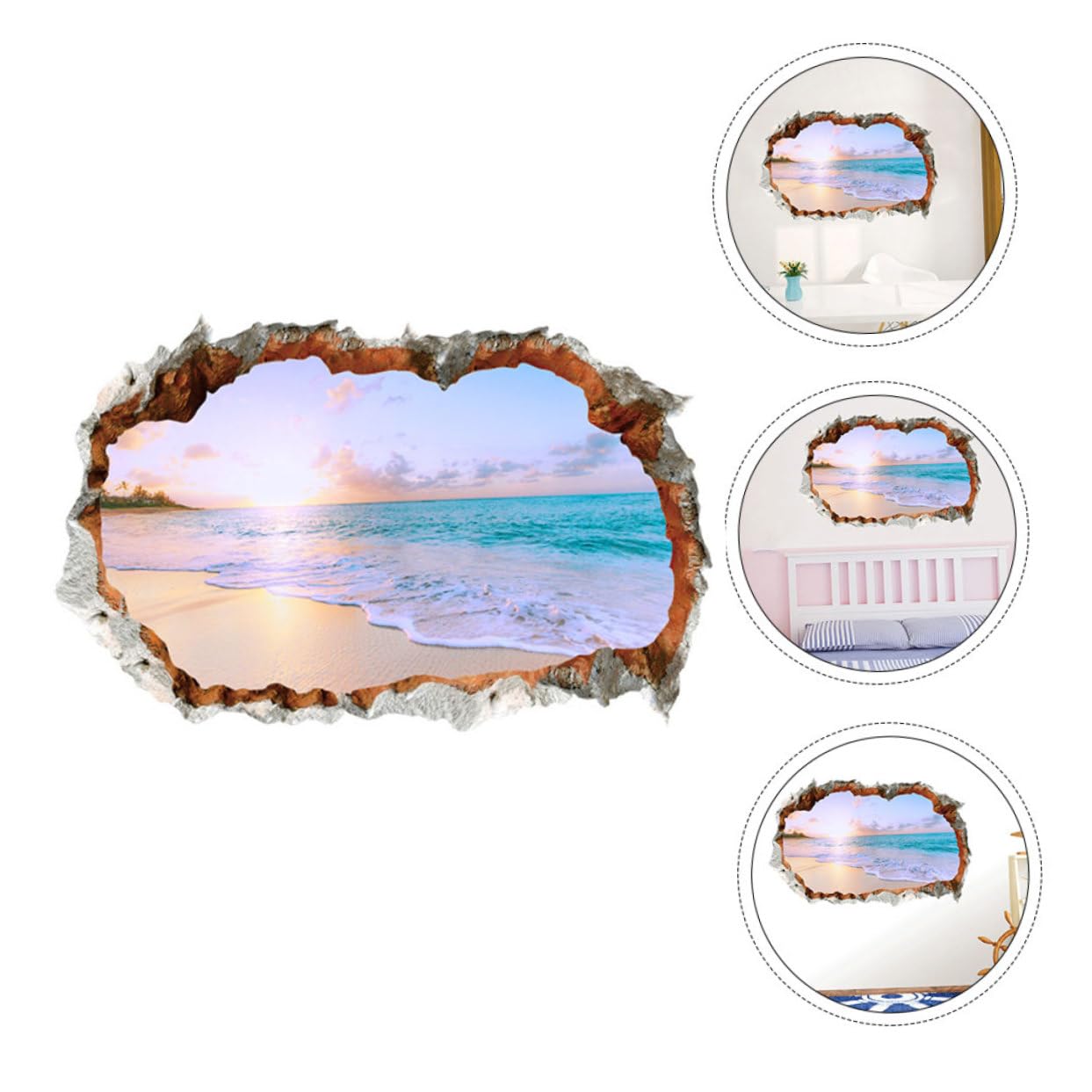 Vinilo Adhesivo De Paisaje Oceánico – Pegatina De Pared De PVC De 55x36 Cm Para Baño Y Salón