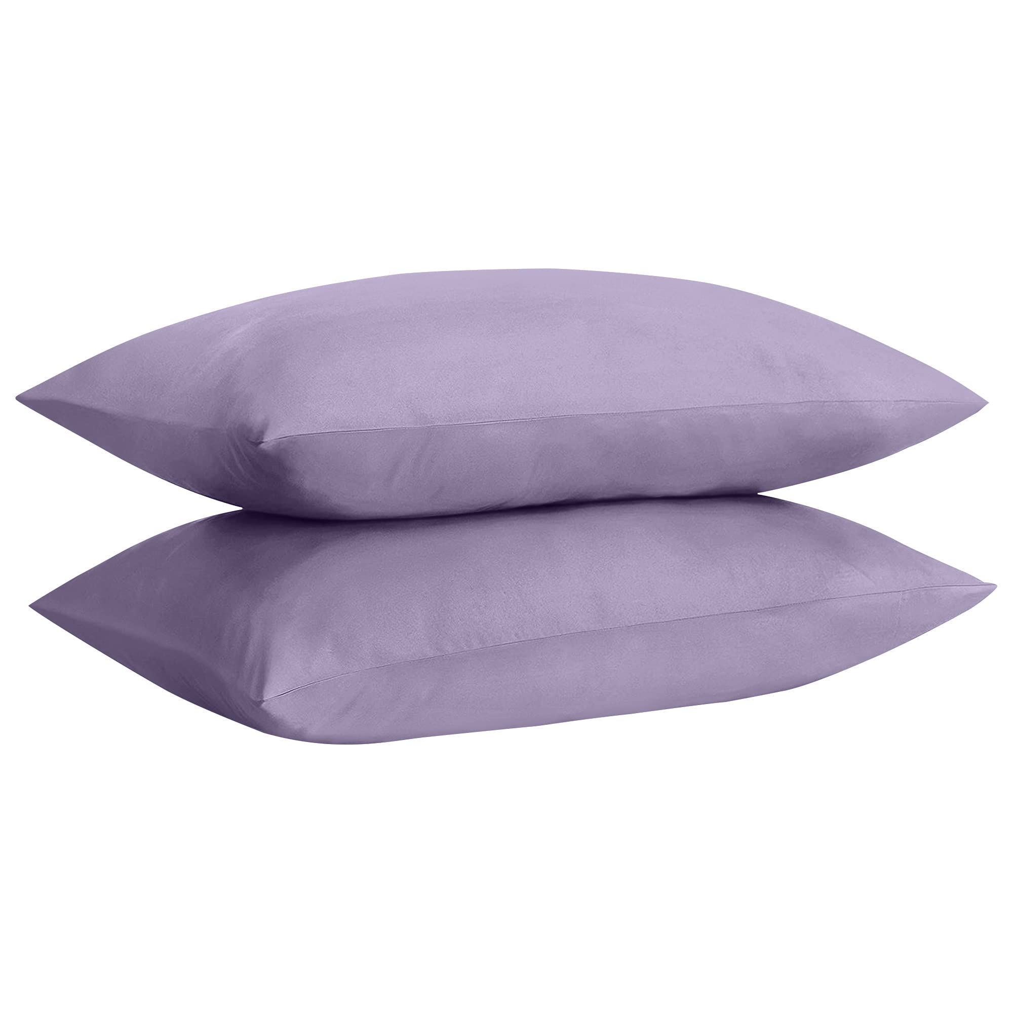 Kohsar Lilac Easy Care Standard Pillow Cases 2 Pack, 50Cm X 75Cm Plain Dyed Poly Cotton Pair Of Pillowcases