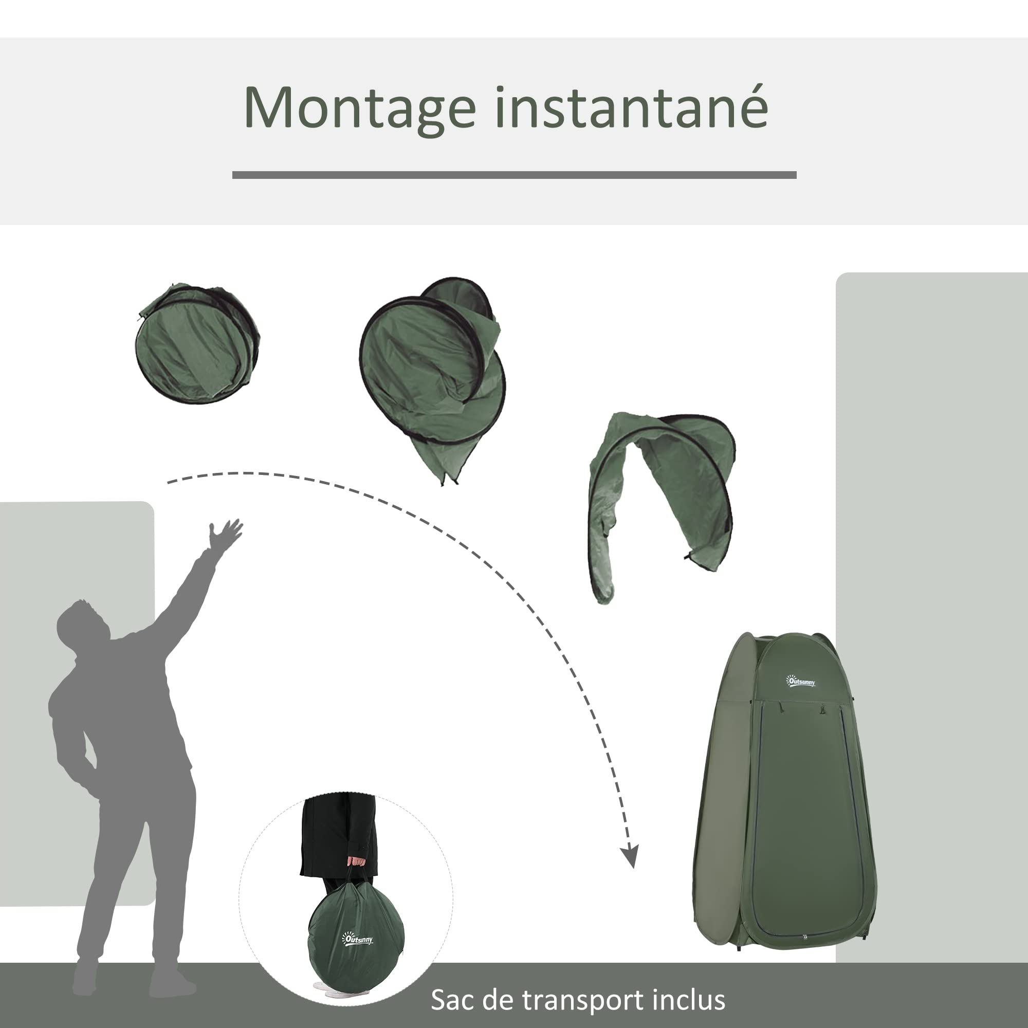 Tente de Douche Pliable Pop-up Automatique instantanée Cabinet de Changement Camping Polyester