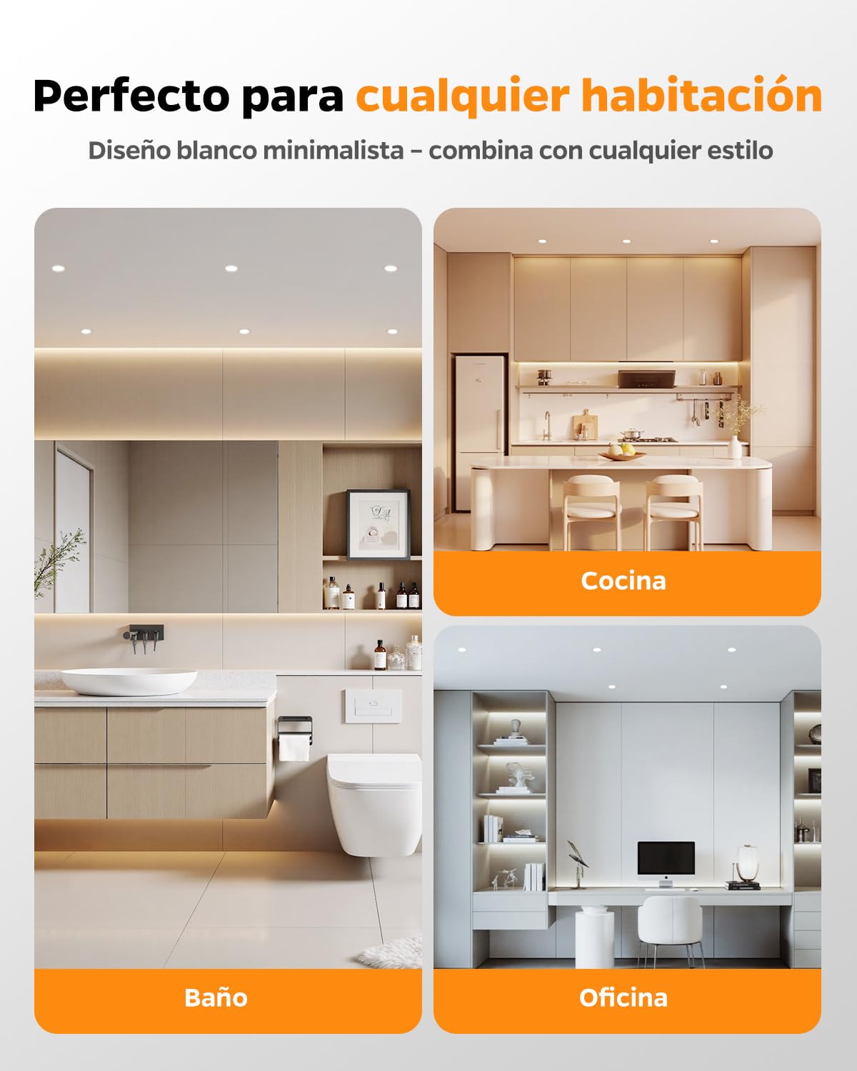 Downlight LED Techo Empotrable, 4W Ojos de Buey Led para Techo Blanco Cálido Blanco Natural Blanco Frio, Focos LED Interior Agujero 65-80mm, Foco Empotrable IP44 para Baño Salón, Pack de 12
