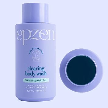 epzen Clearing Body Wash with Salicylic Acid, Hyaluronic Acid, AHAs, Exfoliating Body Skin Care Acne Body Wash Cleanser for Rough and Bumpy Skin, Vegan, Paraben & Sulfate Free, Cruelty Free, 400ml