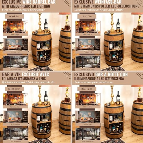 Meuble tonneau CREATIVE COOPER : étagère à vin décorative en bois rétro - 5
