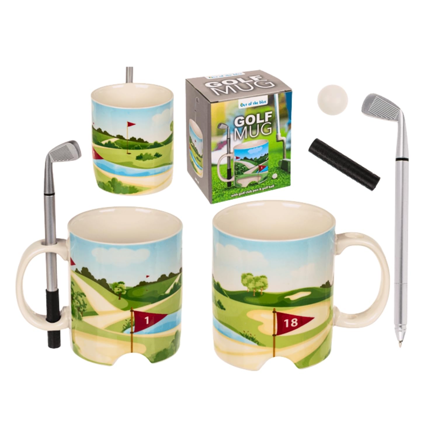 Out of the Blue Taza Golf Mug - Golf Club Pen y Pelota