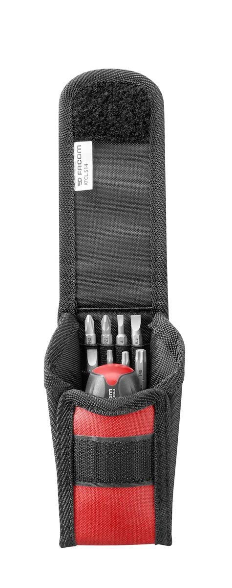 FACOM - Destornillador de bola Protwist de trinquete con 7 cuchillas en estuche – Mango ergonómico bimaterial, trinquete de 45 dientes de gran calidad – 8 piezas – ATCL.S14PB