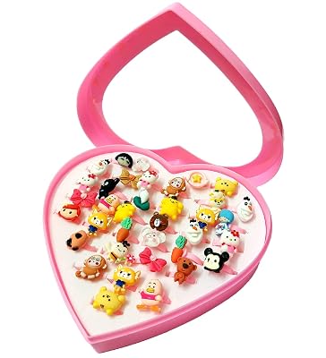 SUPER TOY Adjustable Finger Ring for Girls - 36 Pcs