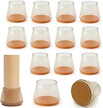 INOVERA (LABEL) 12 Pieces Silicone Chair Leg Protectors - Round Furniture Pads for Table, Stool Legs Cap Cover (Transparent)