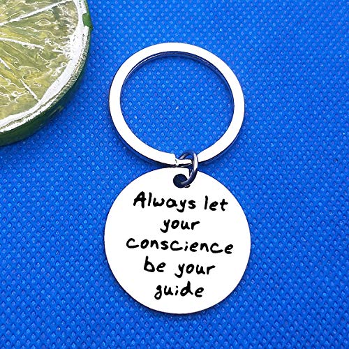 Inspirational Gifts For Women Men Encouragement Gifts Always Let Your Conscience Be Your Guide Keychain Jiminy Cricket Quote Keychain Motivational Gifts For Christmas Thanksgiving Gifts For Him Her #TOP1