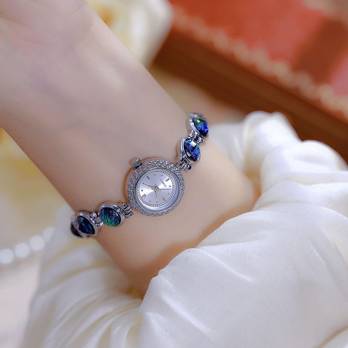 ADSBIAOYE Damenuhren Luxus Vintage Kristall Diamant Armband Uhr Damen Mode Kleid Quarz Armbanduhr Edelstahl Wasserdicht Geschenk Uhr