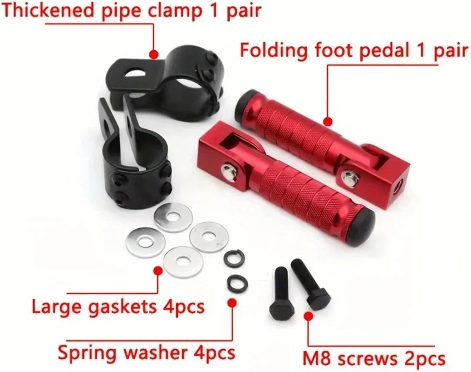 1 Pair CNC Aluminum Universal Foldable Footrest Footpeg for Motorcycles Scooters Karts Bikes(Black)