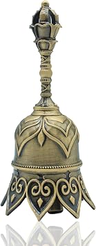 Brass Hand Bell Super Loud Call Bell for Ringing at Wedding Lotus Hand Bells for Seniors Bedside eacher Classroom Bell Dinner Bell Tibetan Bells Meditation Bell, Gift for Bedridden MomBronze