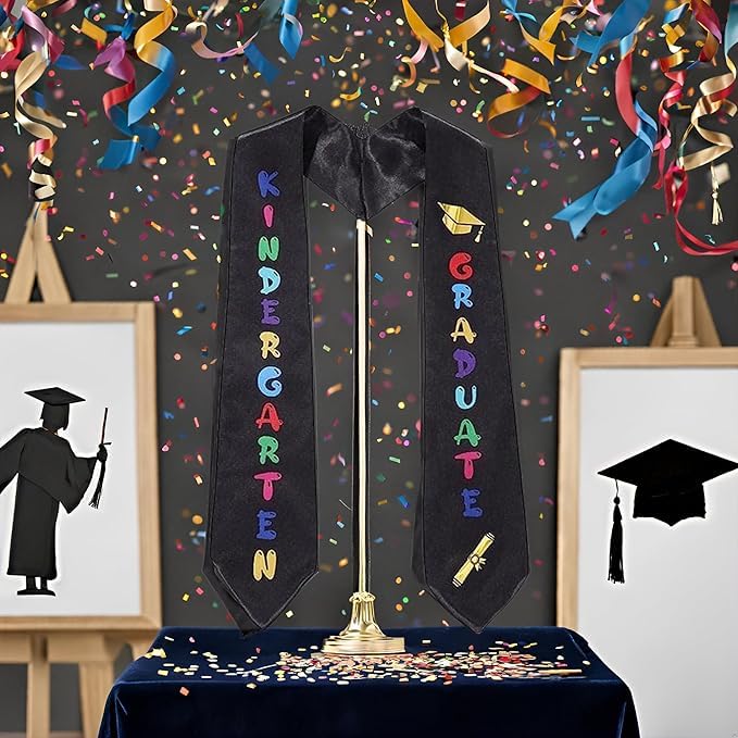 Kids Graduation Stole Sash, Cute Colorful Kindergarten Grad Stole, Printed Preschool Graduate Decoration,Girl's Fashion Scarves Kindergarten Graduate Decoration3