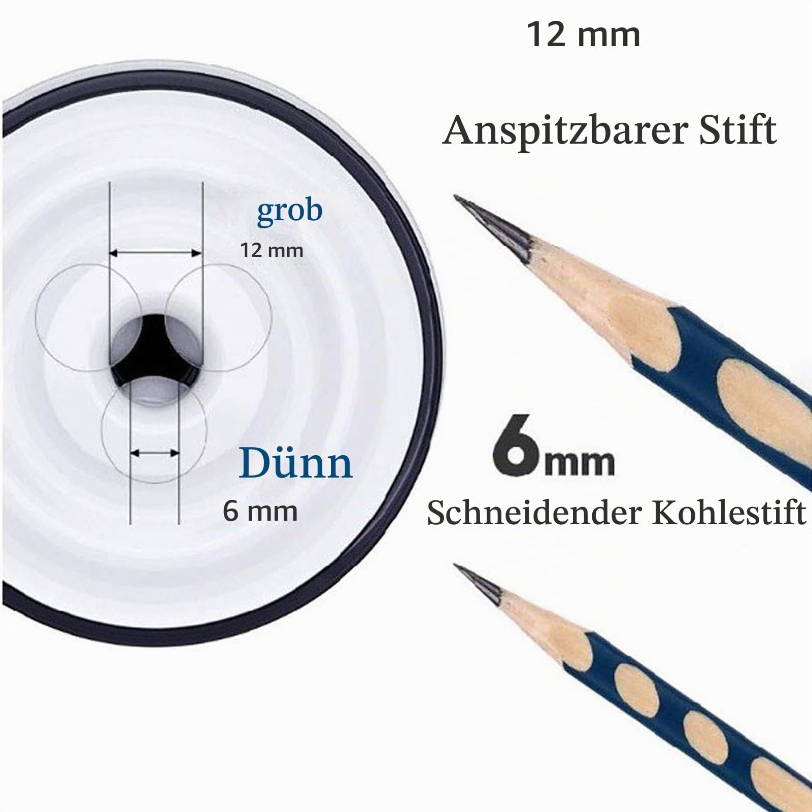 Elektrischer Bleistiftspitzer für Kinder, Anspitzer mit Behälter für Dicke und Dünne Stifte, Bleistiftschneider Elektrisch USB Wiederaufladbarer für 6-12mm Bleistifte und Buntstifte (White)