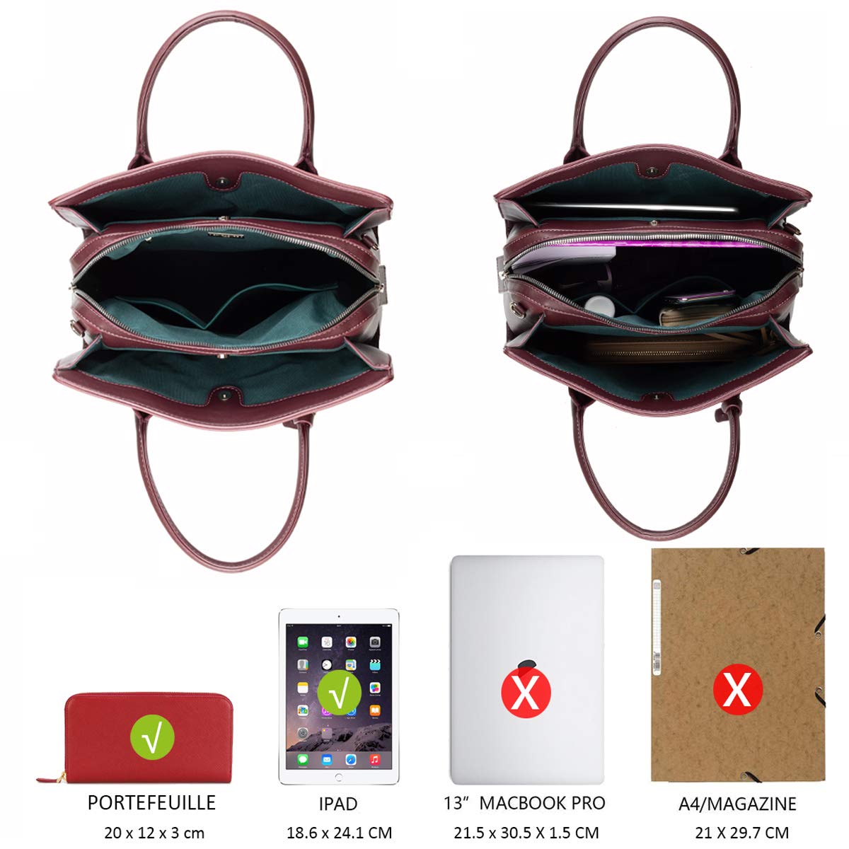 David Jones - Bolso de Mano Grande Mujer - Señora Tote Shopper Piel Cuero PU - Bolsos de Hombro Bandolera Múltiples Bolsillos - Trabajo Moda Asa Superior - Rosa