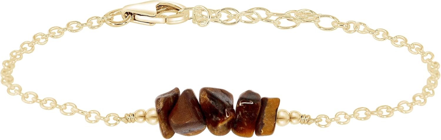 Luna Tide Tiger's Eye Chip Bead Bar Bracelet in 14k Gold Fill