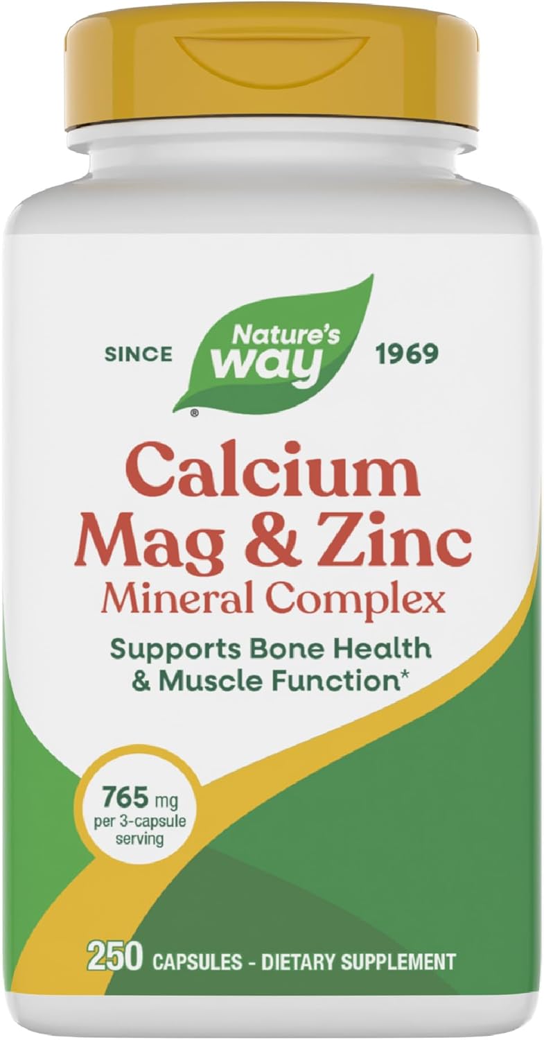 Nature's Way Calcium Magnesium & Zinc Mineral Complex, Supports Bone Health & Muscle Function*, Immune Support*, 250 Capsules (Packaging May Vary)